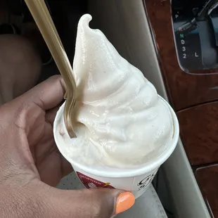 Melted ice cream. Hadn&apos;t even taken a bite yet, just walked to my car and took a pic.