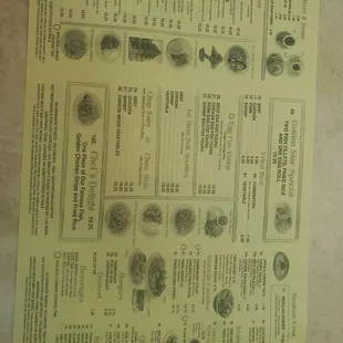 the menu of the restaurant