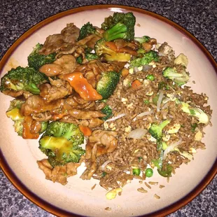 Beef &amp; Broccoli w/ veggie fried rice.