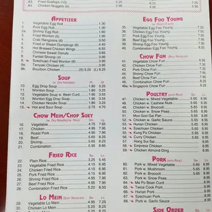 the menu