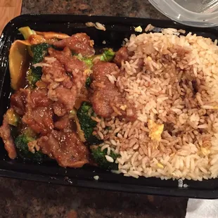 Beef and Broccoli with Fried Rice