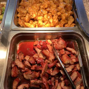 orange chicken and BBQ pork