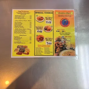 menu