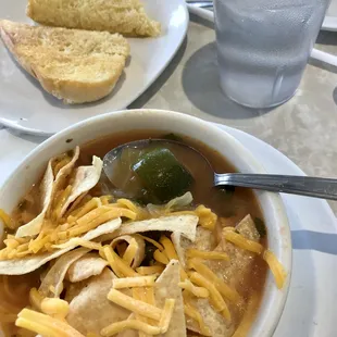Soup chock full o’ chicken and vegetables.