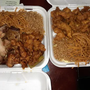Combo B/Teriyaki Chicken, General Tsao chicken w/FR&amp;CM Combo A/Orange Chicken w/FR&amp;CM (Drinks sold separately)