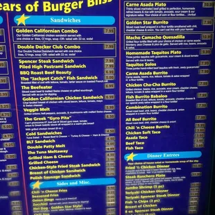 Drive thru menu (right side)