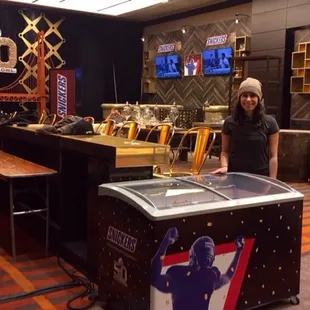 Setting up for the Super Bowl 50 Mars Ice Cream Hospitality Suite
