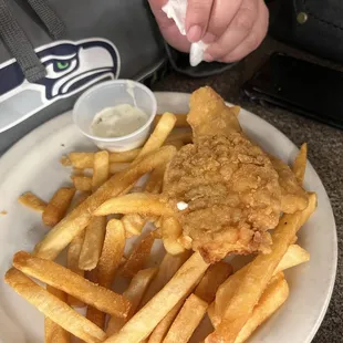 Chicken strips &amp; Fries  (took the picture after already started eating)