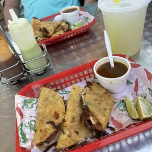 Quesabirria tacos and a lemonade