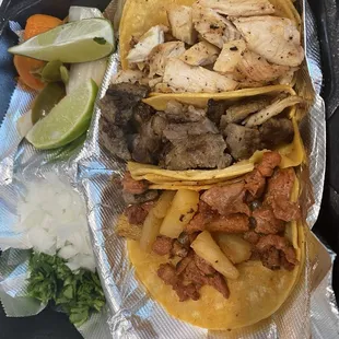 Chicken, Al pastor, chicken tacos.