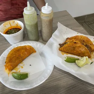 two plates of food on a table