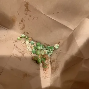 Hard peas removed from one patty.