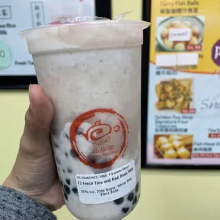 Fresh Taro and Red Bean Milk Tea