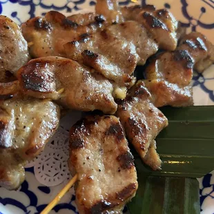 Marinated grilled pork skewer