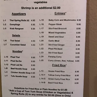 Lunch menu