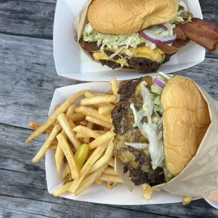 burgers and fries