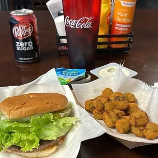 Burger &amp; fried okra