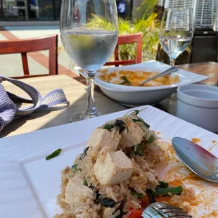 Basil fried rice and Penang curry