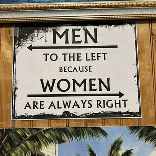 men to the left because women are always right