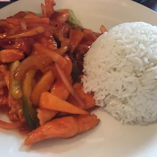 Vegetarian Sesame Chicken Lunch Special