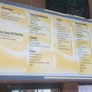 Menu with prices covered over.
