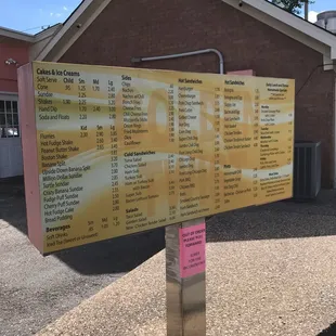 The menu.