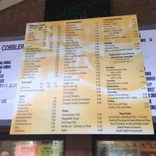 Menu board.