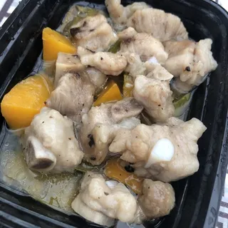 Spare Ribs with Bitter Melon in Black Bean Sauce Over Rice