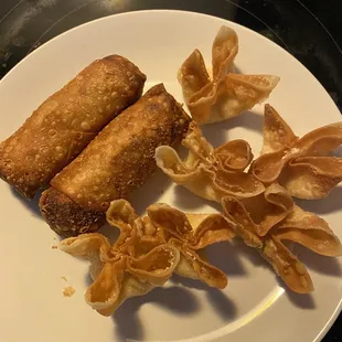 Crab Puffs and egg rolls