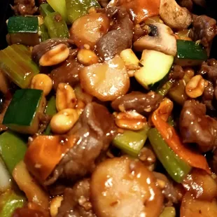 Kung Pao Beef.  2/5. Swimming in soup sauce. Flavor meh