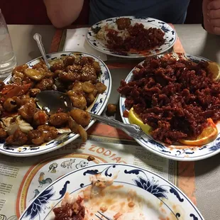 Orange beef and sesame chicken! SO good!