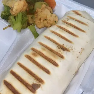 Vegan Chicken Wrap with mixed veggies