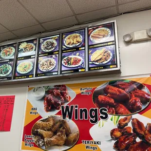 chicken wings and fried chicken, interior