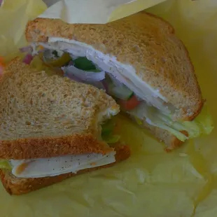 Turkey sandwich. Its probably the best 3.25 dollars i have ever spent. Turkey is really moist