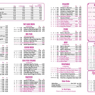 Inside of menu