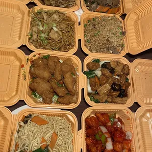 a variety of asian food