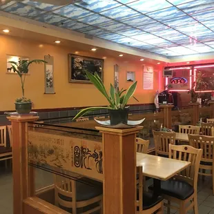 tables and chairs in a restaurant