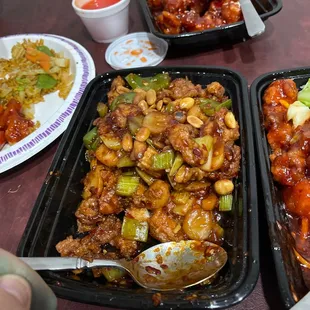 Kong pao chicken. ( drowned in sauce)