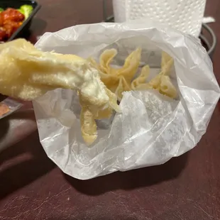 Cream cheese wontons (taste sweet and runny like icing)