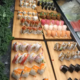 interior, sushi and sashimi