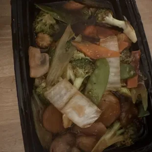 Good mix of veggies but a little too much stir fry sauce.