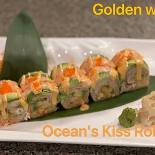 a sushi roll on a plate