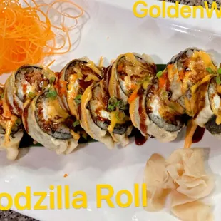 a platter of sushi rolls