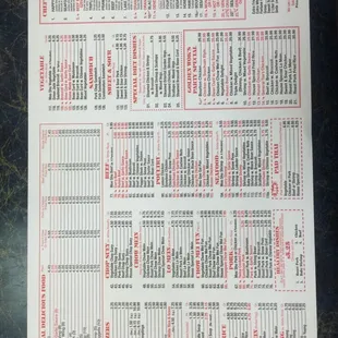 a menu for a restaurant