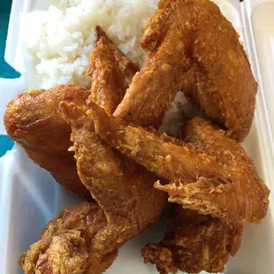 Wings with steam rice