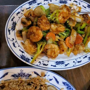 three plates of food on a table