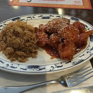lunch portion of Sesame chicken. Delicious!