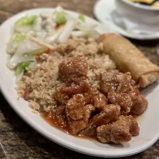 Sweet and sour pork combo with Moo Goo Gai Pan