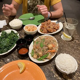 Vegetable Fried Rice,  Sesame Chicken