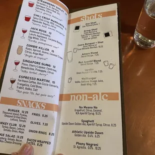 Drink menu